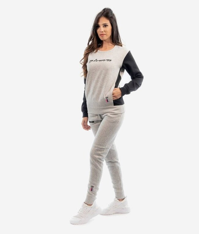 TUTA DONNA 102 G/COLLO CON TASCHE IN FELPA GRIGIO CHIARO/NERO
