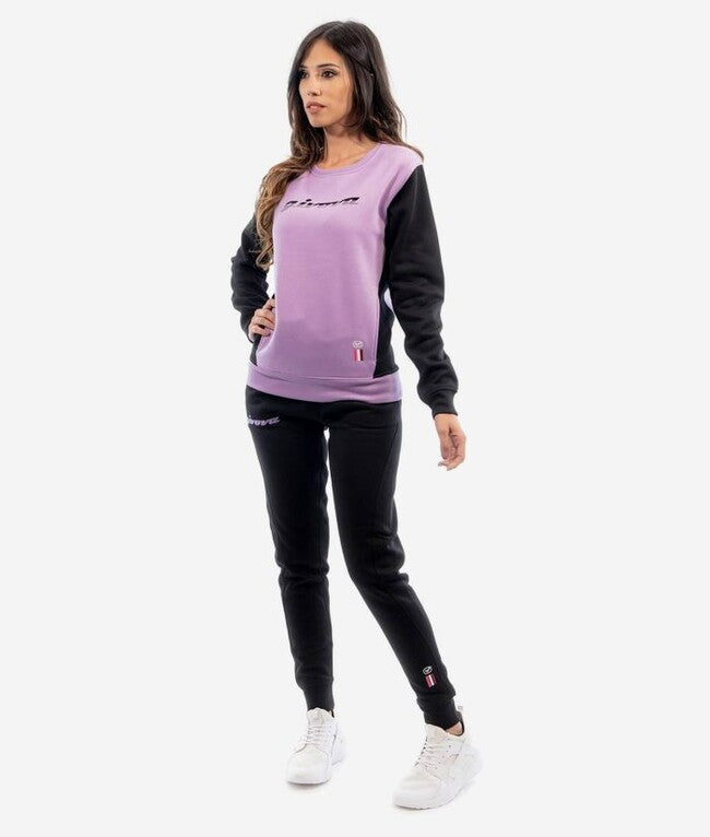TUTA DONNA 102 G/COLLO CON TASCHE IN FELPA VIOLA/NERO