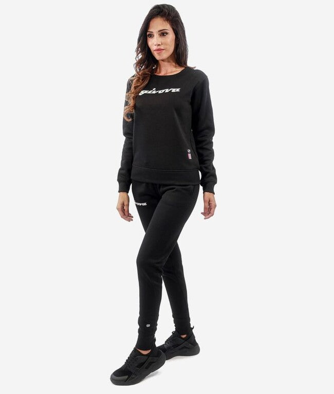 TUTA DONNA 104 G/COLLO CON PAILLETTES IN FELPA NERO/BIANCO
