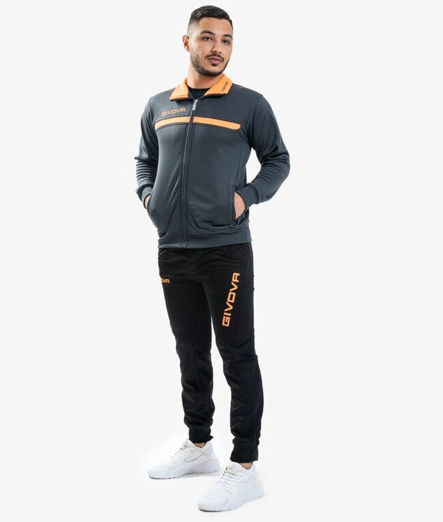 Σετ / σύνολο TUTA GIVOVA ONE FULL ZIP POLARFLEECE σκούρο γκρι-φλουό πορτοκαλί