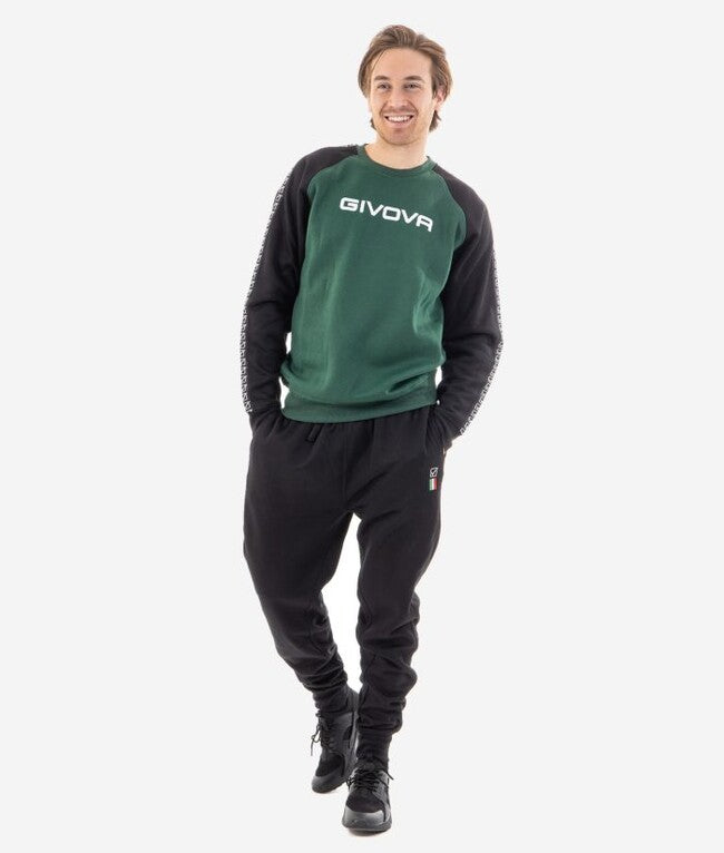 TUTA ITALIA UOMO 102 G/COLLO felpa CON BANDA VERDE/NERO