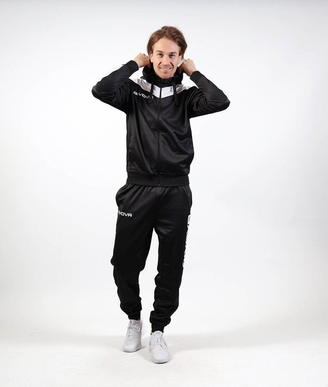 TUTA ROMA CON CAPPUCCIO POLARFLEECE NERO/BIANCO